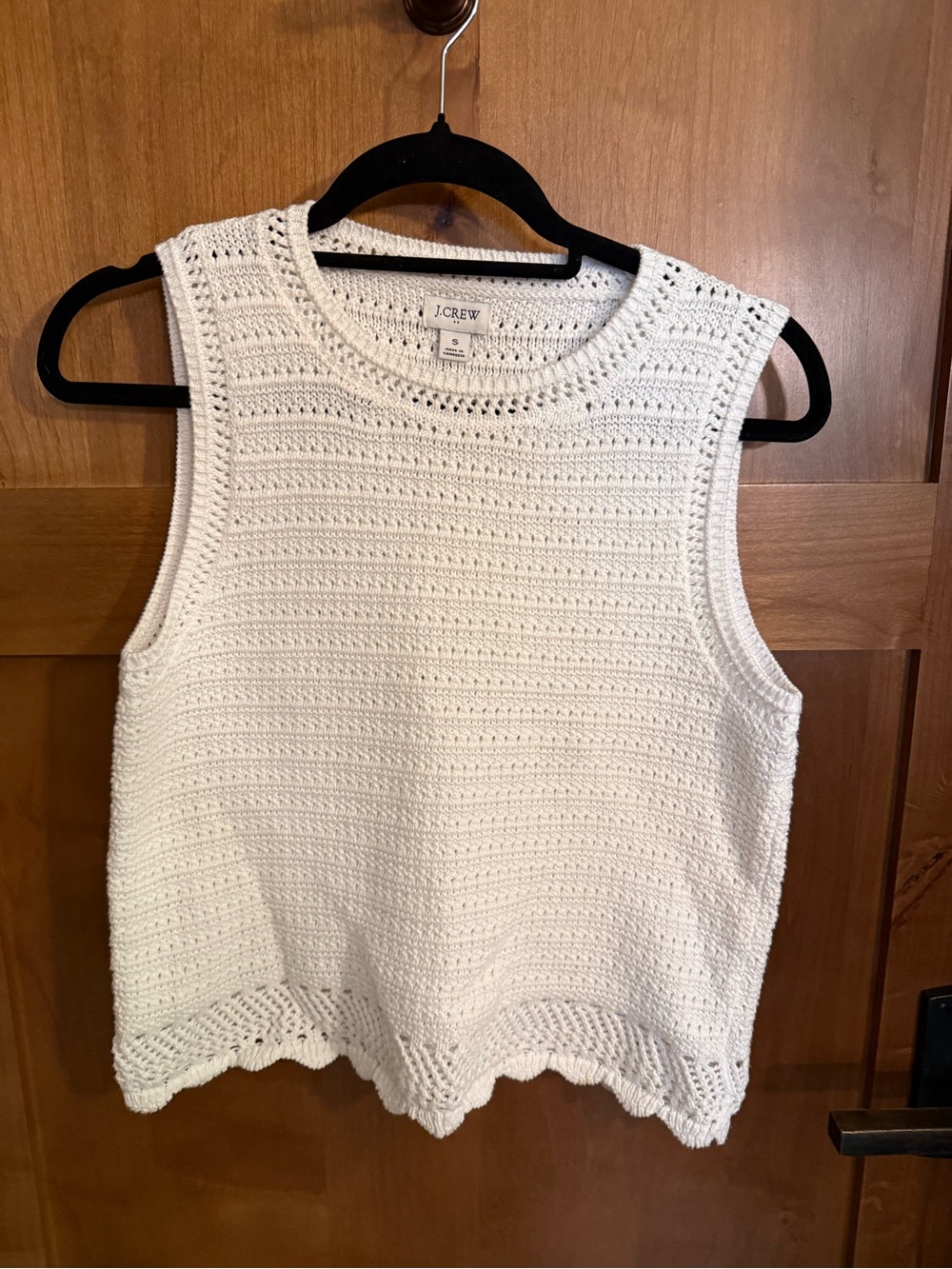 J.Crew Factory White Crochet Sweater Shell Scalloped Hem Small